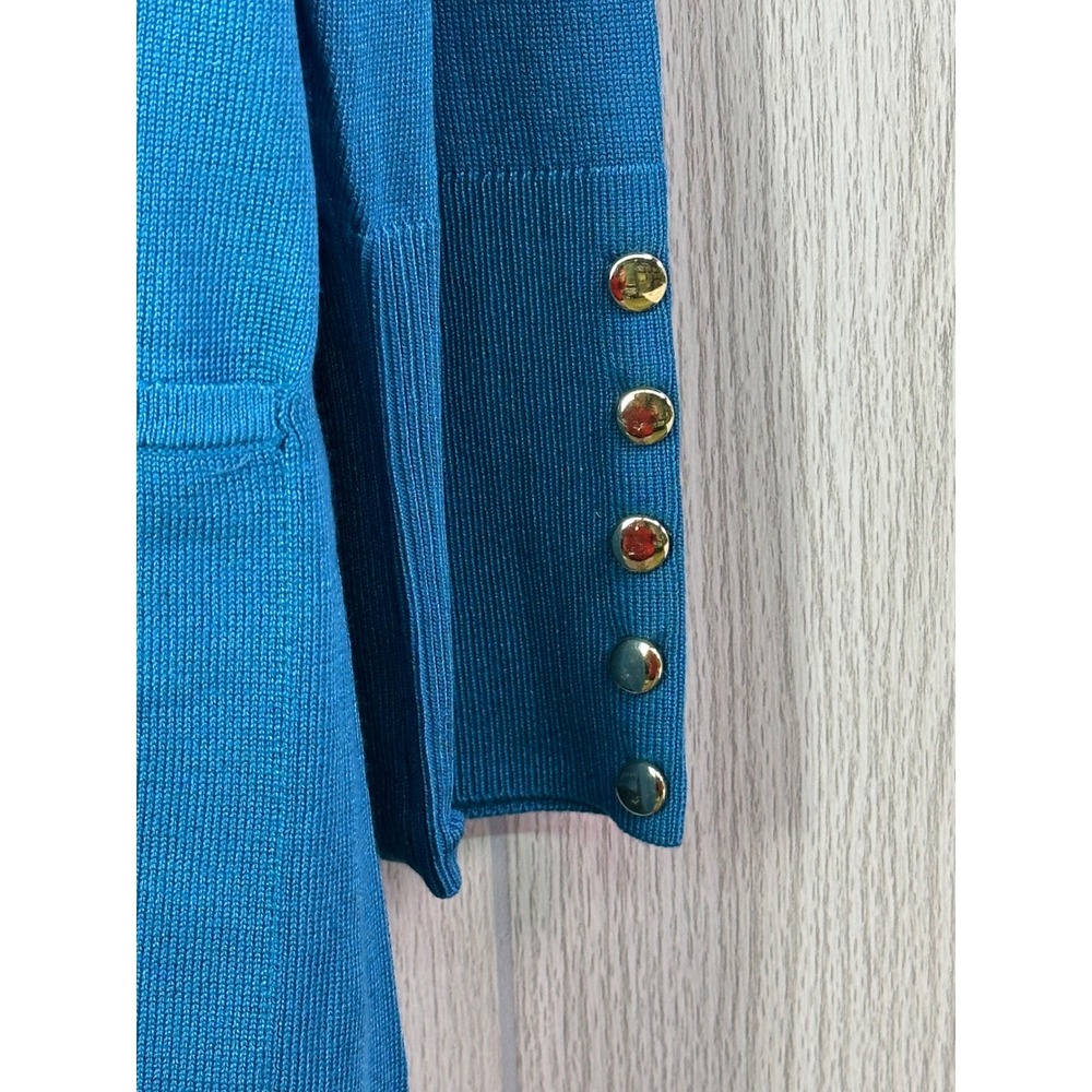 JM Collection Core‎ Cardigan Tuscan Teal XL Gold Button Open Front NEW - Picture 6 of 7